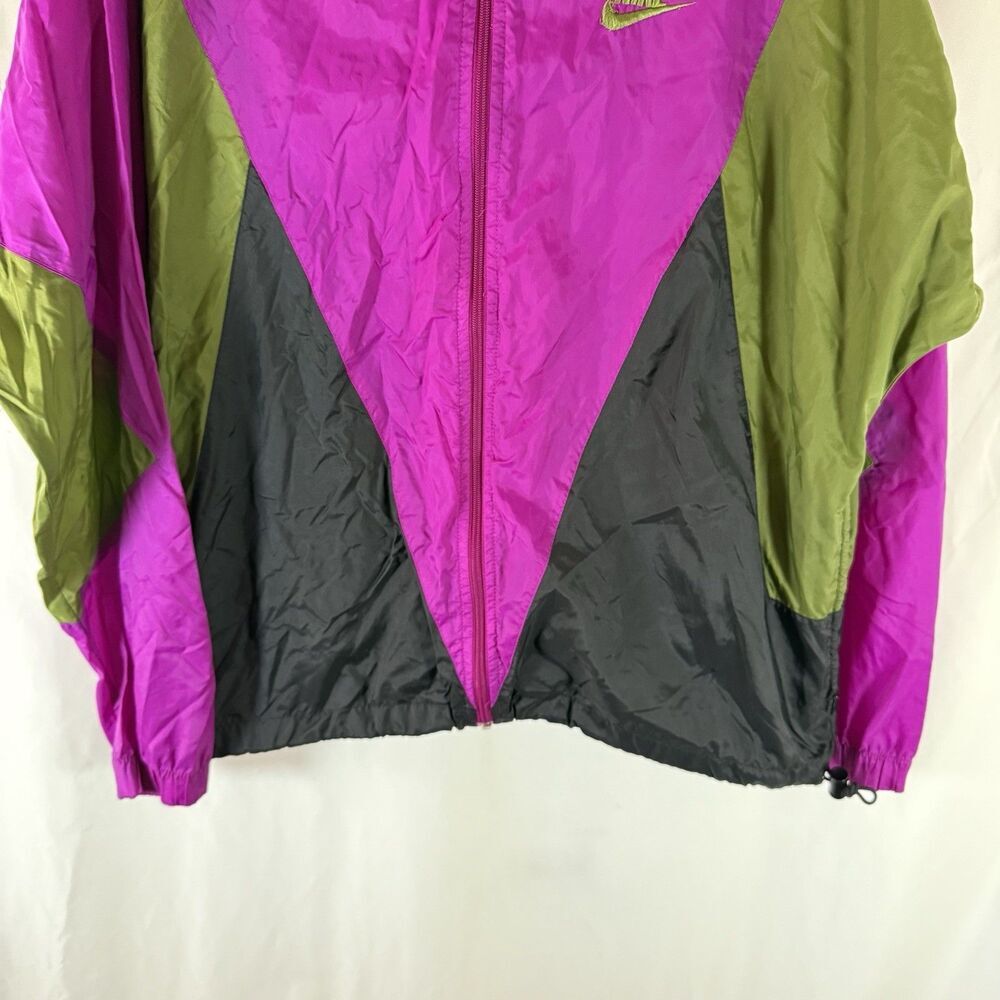 Vintage Nike Windbreaker Women's XL Purple Full Zip Hooded Zip Pockets - Picture 3 of 11